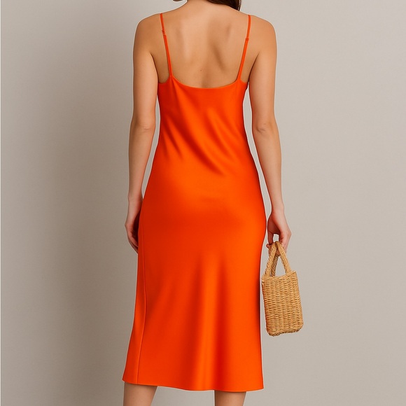 🆕 Gianni Bini Orange Women’s Slip Midi Dress Size 12 - Picture 3 of 12